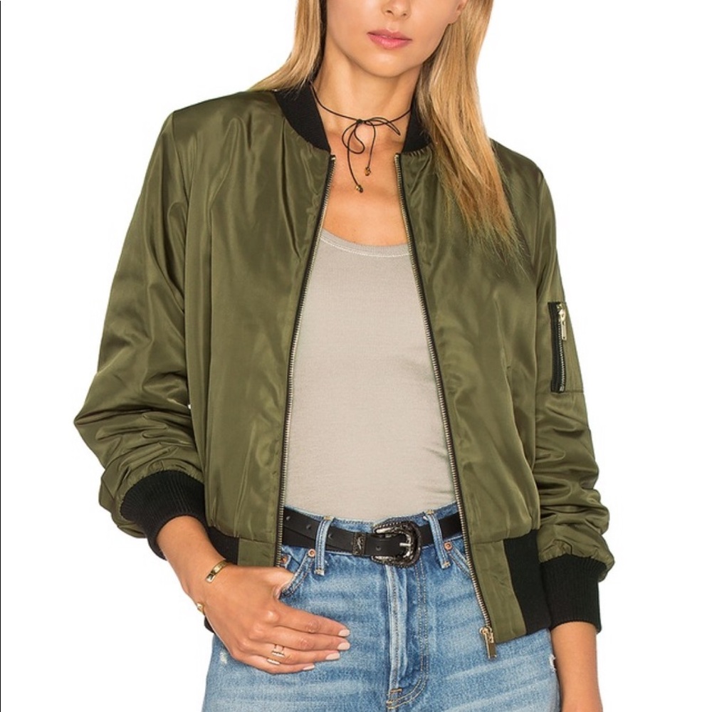 Bishop + young Army Green Bomber Jacket Size M